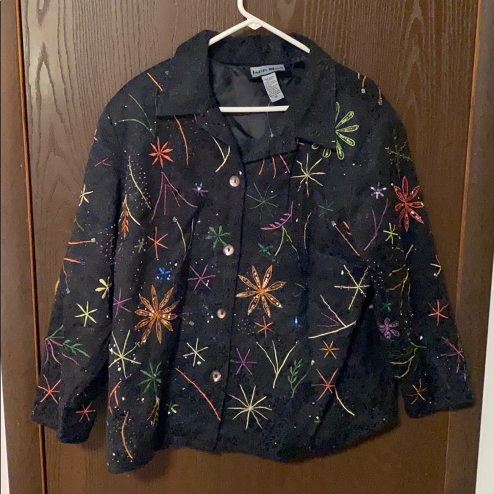 Indigo Moon embroidered beaded jacket